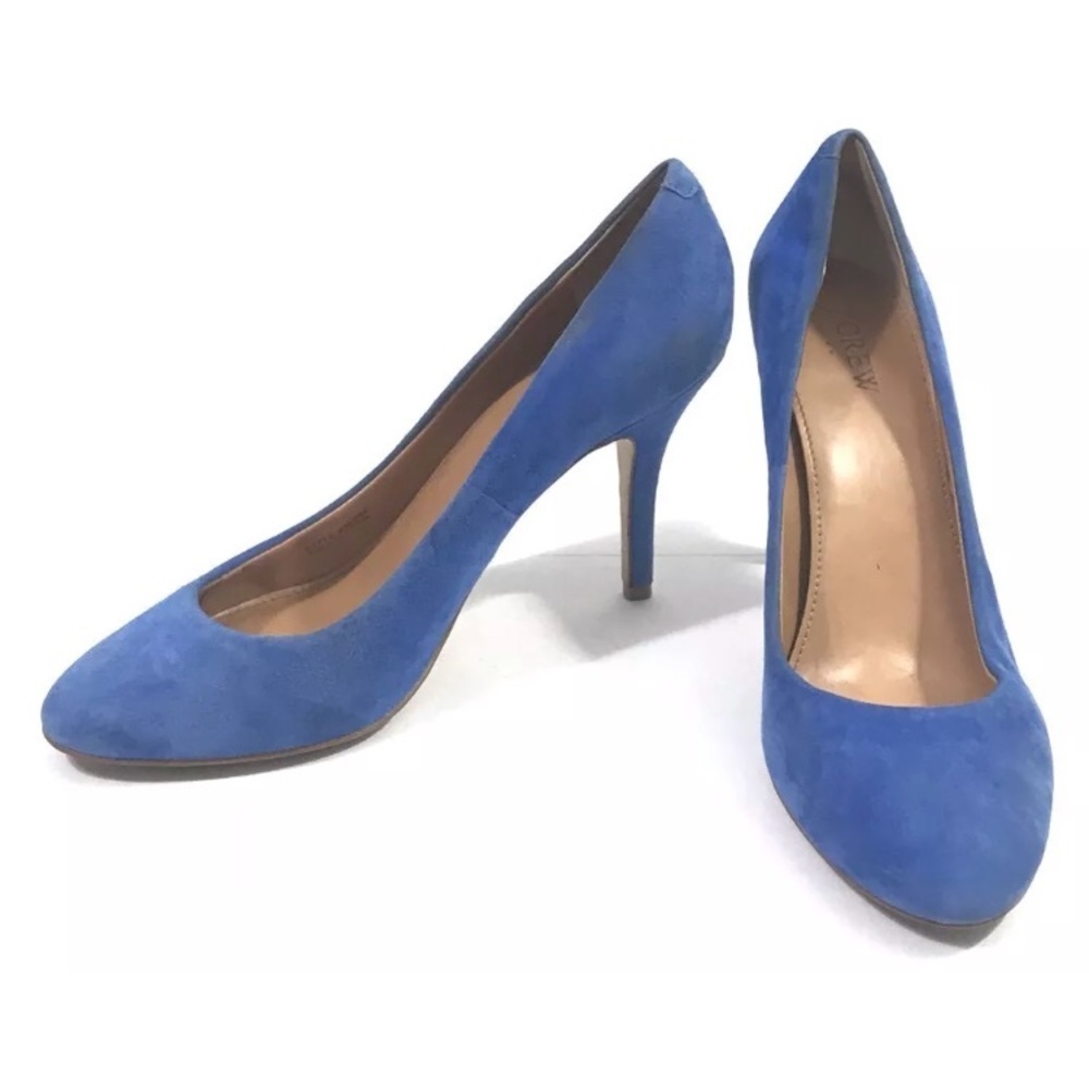 J. Crew Blue Suede Almond Toe Pumps Heels Women 9